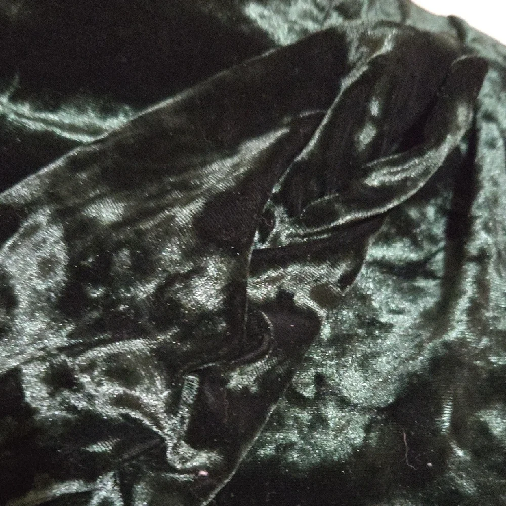 DR2 NWT Zara Emerald Green Side Zip Draped Dress Sz Sm Velvet Ruched Sleeve - Picture 7 of 13